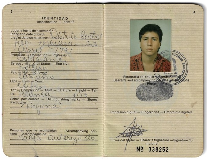 Passport identity page, 1988